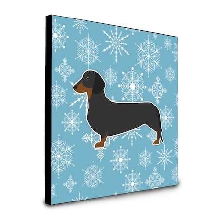 Carolines Treasures 8 x 8 x 0.625 in. Winter Snowflake Dachshund Artwork Panel Wall Decor BB3482UP88